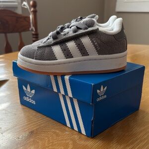 Adidas Kids Charcoal and White Sneakers